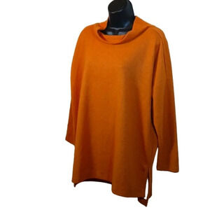 Anthropologie Mock Neck Tunic Pullover Pumpkin Orange size Medium